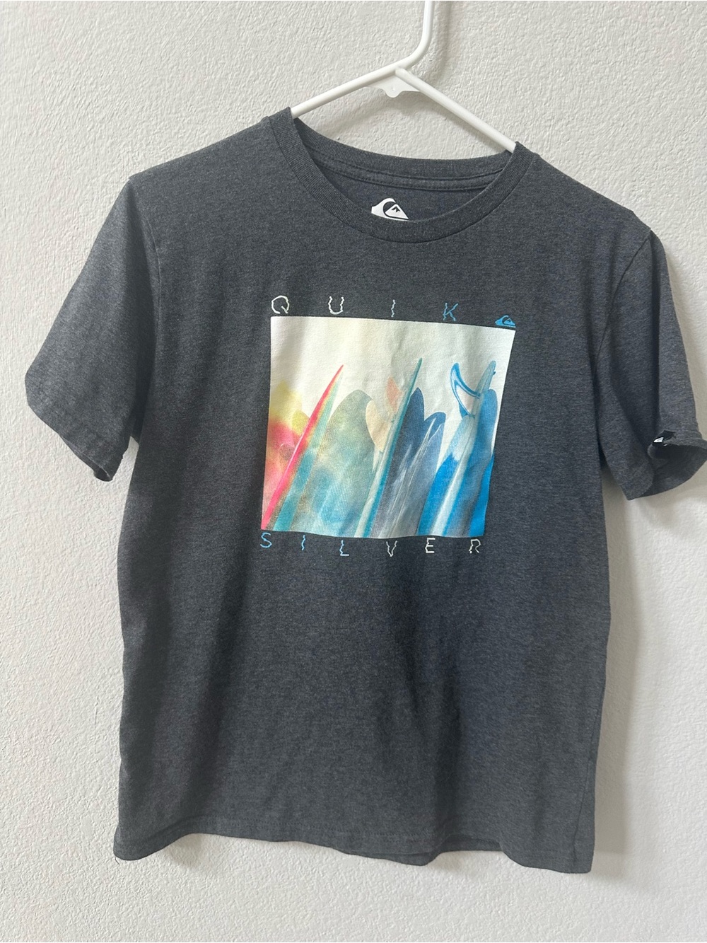 Quiksilver Charcoal Tee with Multicolor Surf Graphic